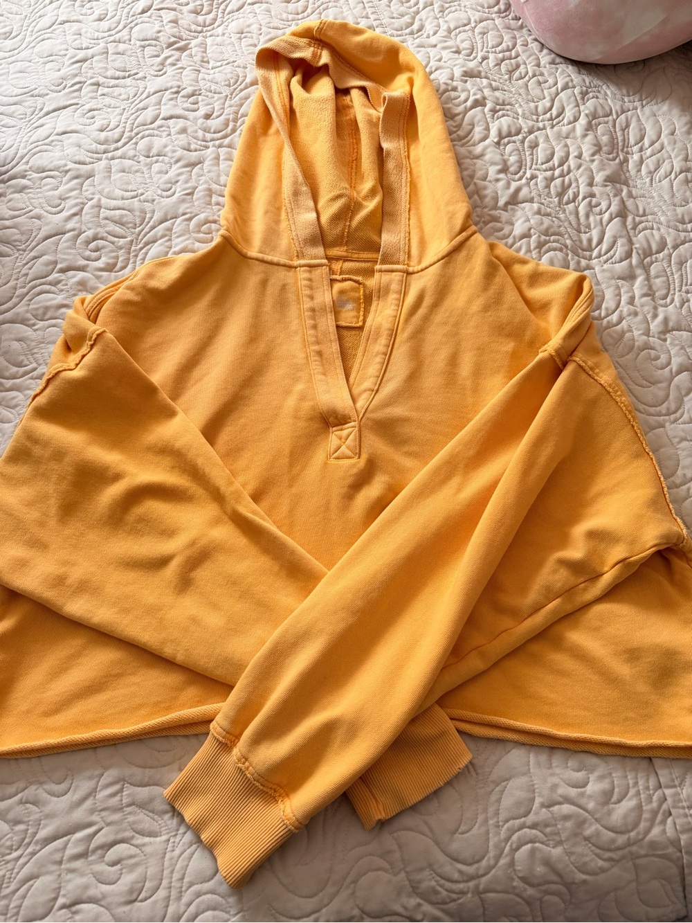Aerie Road Trip citrus orange yellow cropped hoodie size XL